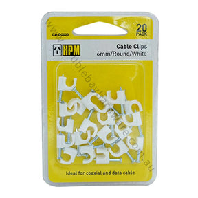 HPM Cable Clips 6mm Round White For Coaxial and Data Cable DQ003