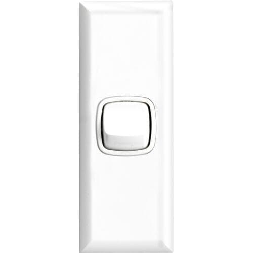HPM Excel 1 Gang Matt White Architrave Switch 10A CDXLA770/1WEWE - Double Bay Hardware