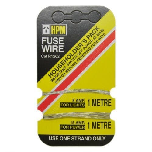 HPM Fuse Wire 8 - 16Amp Carded 1 Metre For Lights And Power R1202