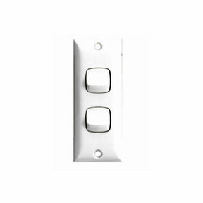 HPM Standard 2 Gang Matt White Architrave Switch 10A CDA770/2WE