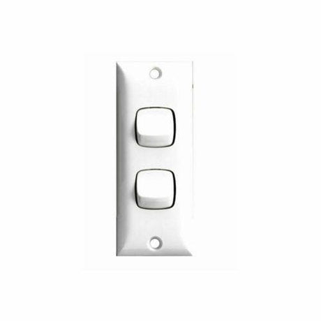 HPM Standard 2 Gang Matt White Architrave Switch 10A CDA770/2WE