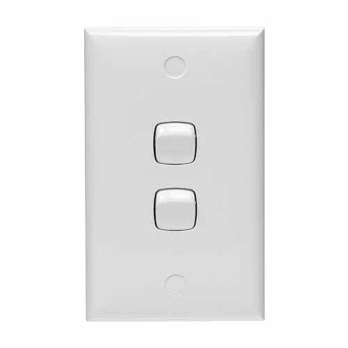 HPM Standard 2 Gang White Wall Switch 10A CD770/2WE - Double Bay Hardware