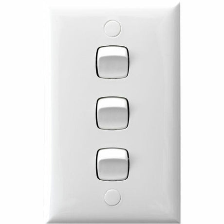 HPM Standard 3 Gang White Wall Switch 10A CD770/3WE