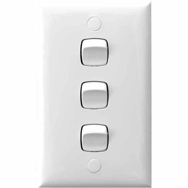HPM Standard 3 Gang White Wall Switch 10A CD770/3WE