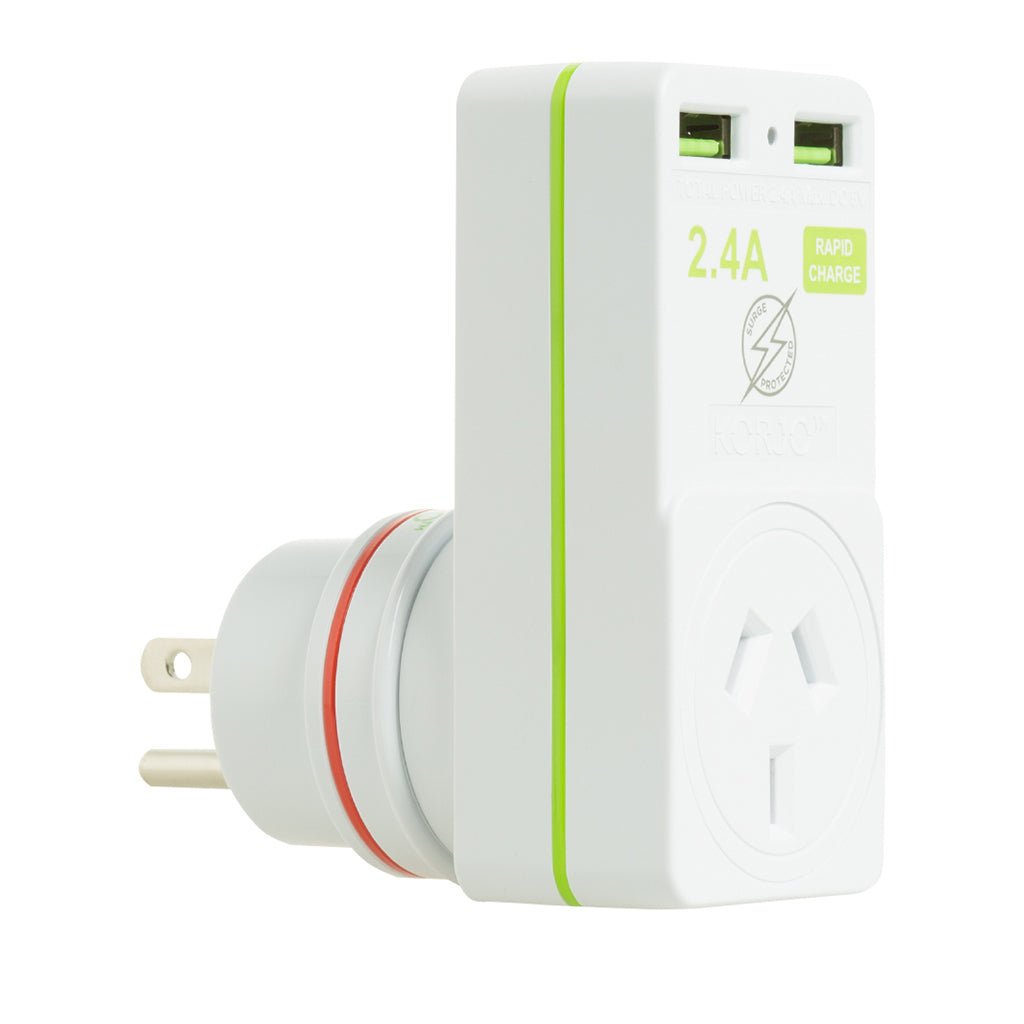 KORJO 2 Port USB & Power Adaptor For US, Canada