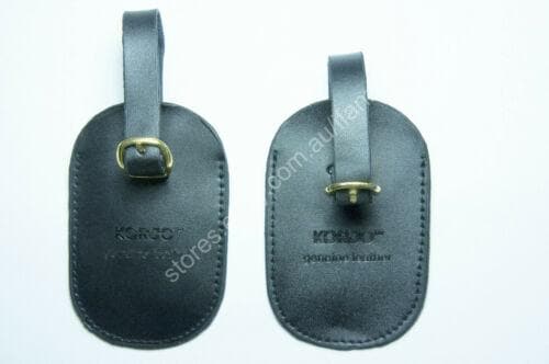 KORJO Black Leather Luggage Tags LT35 - Double Bay Hardware