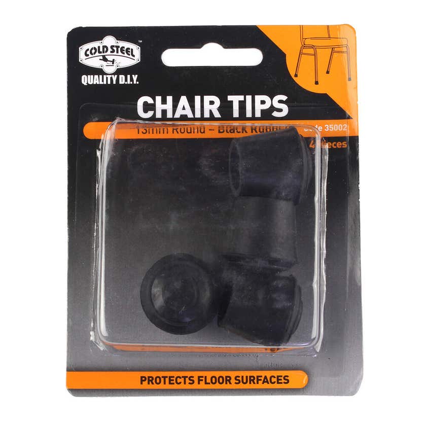 Local Product Chair Tips Rubber Black Round 13mm PK4 35002 - Double Bay Hardware