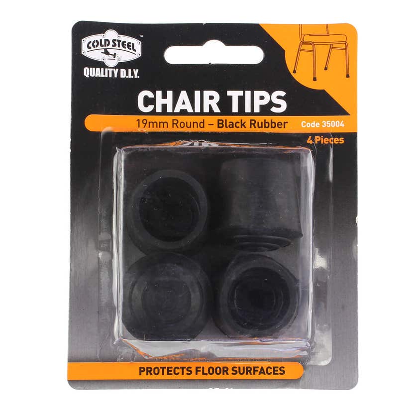 Local Product Chair Tips Rubber Black Round 19mm PK4 35004 - Double Bay Hardware