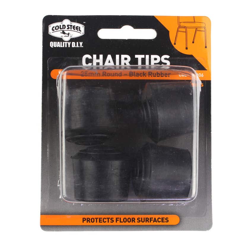 Local Product Chair Tips Rubber Black Round 25mm PK4 35006 - Double Bay Hardware