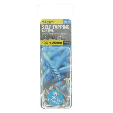 MACSIM 10Gx25mm PAN HEAD SELF TAPPING Screws Phillips Stainless Steel SP56P1025