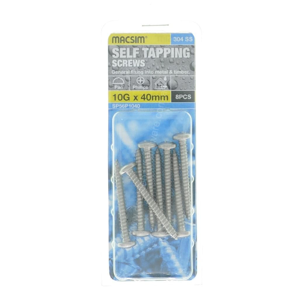 MACSIM 10Gx40mm PAN HEAD SELF TAPPING Screws Philips Stainless Steel SP56P1040 - Double Bay Hardware