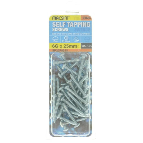 MACSIM 6Gx125mm PAN HEAD SELF TAPPING Screws Philips ZINC SP22P0625 - Double Bay Hardware
