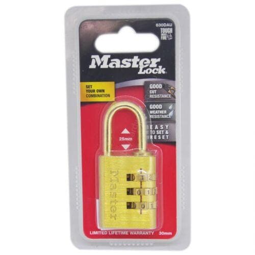 Master Lock Combination Lock Weather & Cut Resistance 630DAU - Double Bay Hardware