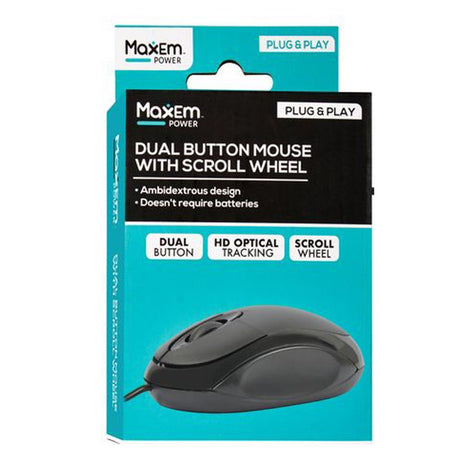 MAXEM USB Dual Button Mouse With Scroll Wheel ELS - 0548