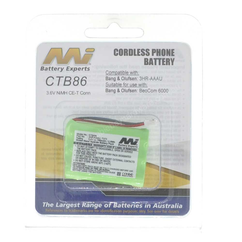 MI CTB86 3.6V NiMH Cordless Phone Battery & Olufsen 6000 - Double Bay Hardware