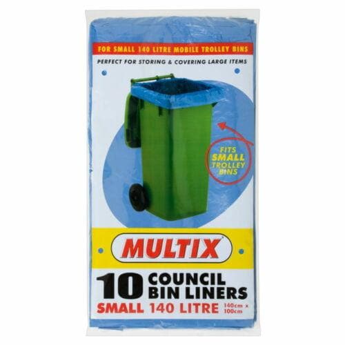 MULTIX 10 Council Bin Liners For Small 140 Litre Mobile Trolley Bin 140x100cm - Double Bay Hardware