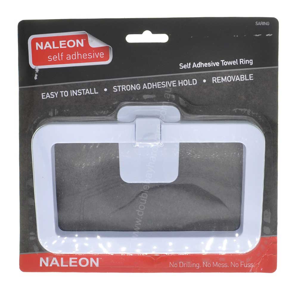 NALEON Plastic Self Adhesive Towel Ring White SARING - Double Bay Hardware