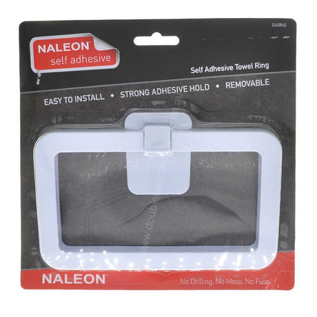 NALEON Plastic Self Adhesive Towel Ring White SARING
