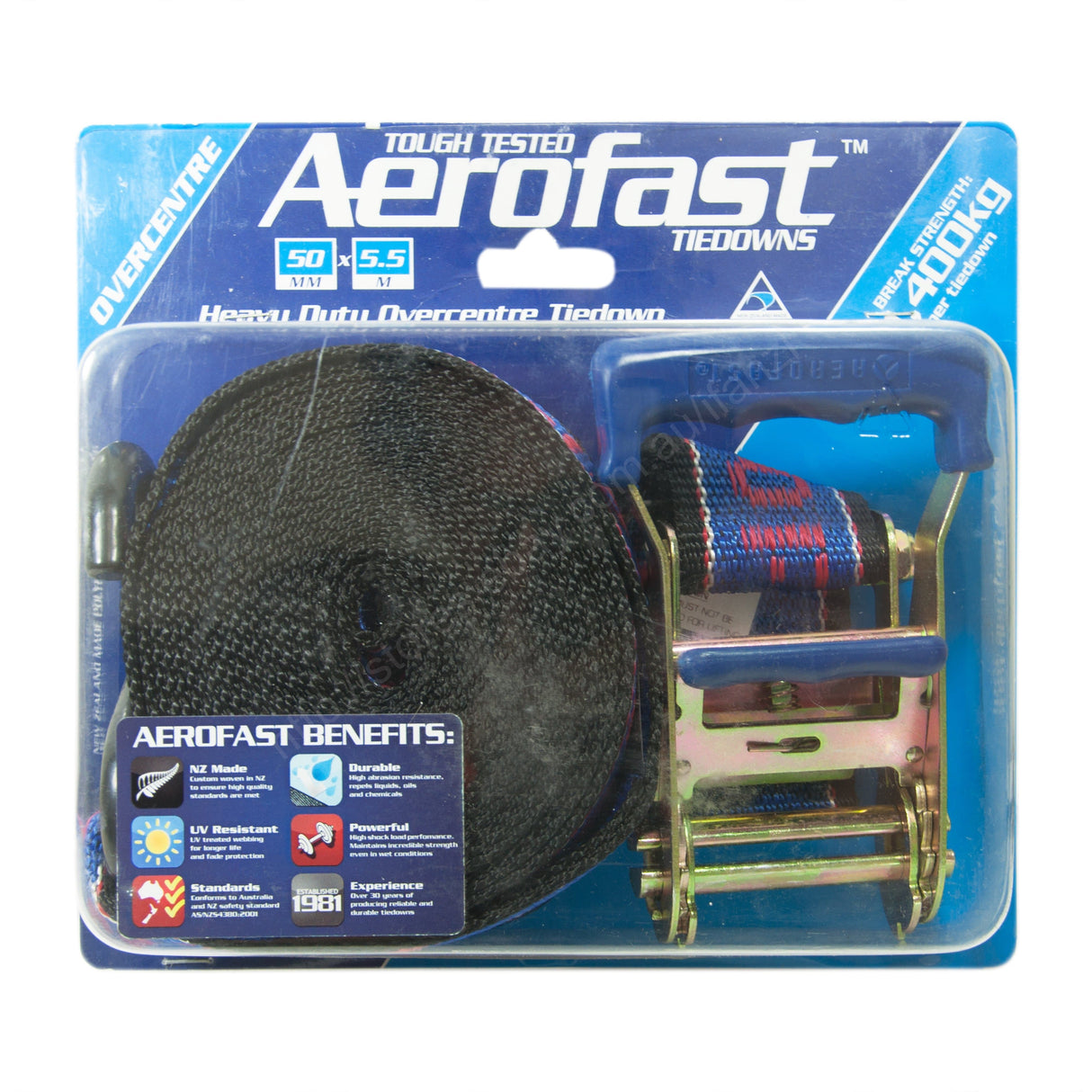 Aerofast Tough Tested Heavy Duty Overcentre Tiedown 50mmX5.5M 700Kg OC3 - DoubleBayHardware