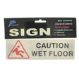 Plastic Self Adhesive Sign Caution Wet Floor 200x65x2mm SL - AT4064