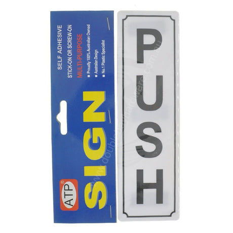 Plastic Self Adhesive Sign Push 200x65x2mm SL - AT4087 - 2