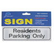 Plastic Self Adhesive Sign Residents Parking Only 200x60x2mm SL - AT4093