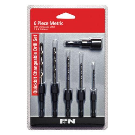 P&N Quickbit Changeable Drill Set includes 5/64,1/8,5/32,3/16,1/4"