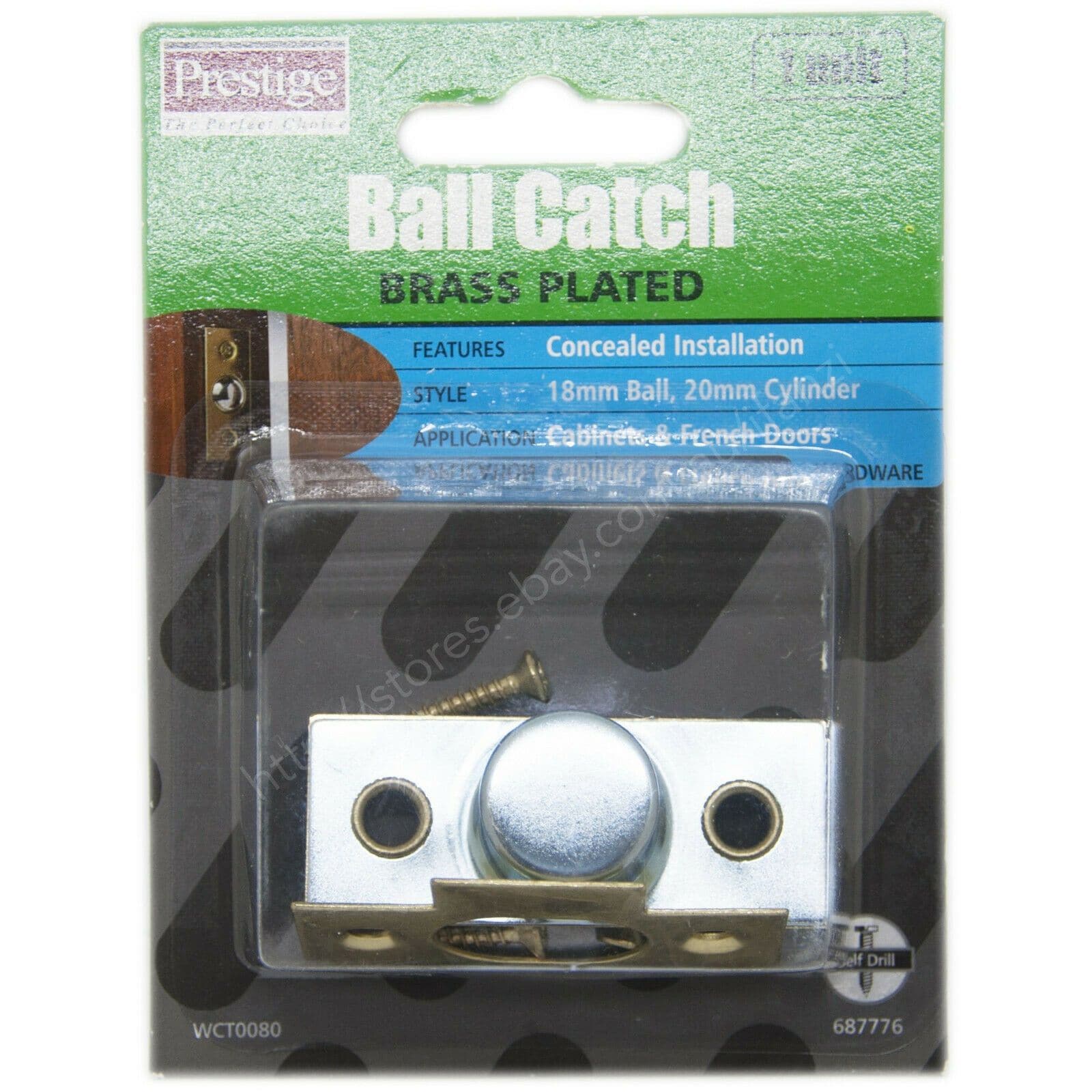 Prestige Ball Catch Brass Plated 18mm Ball, 20mm Cylinder WCT0080 - Double Bay Hardware