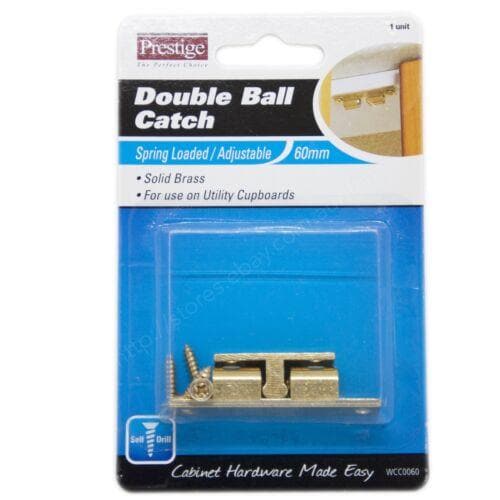 Prestige Double Ball Catch Spring Loaded/Adjustable 60mm Solid Brass WCC0060 - Double Bay Hardware