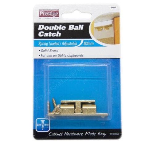 Prestige Double Ball Catch Spring Loaded/Adjustable 60mm Solid Brass WCC0060 - Double Bay Hardware
