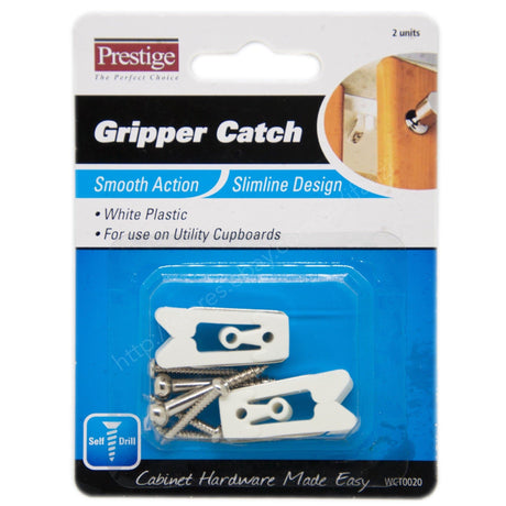 Prestige Gripper Catch White Smooth Action Slimline Design WCT0020 - Double Bay Hardware