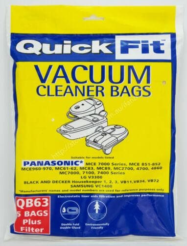 QuickFit Vacuum Cleaner Bags For Panasonic 5 Bags Included Plus Filter QB63 - Double Bay Hardware