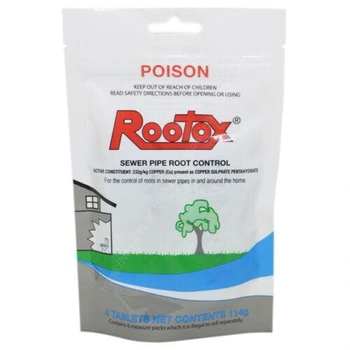 Rootox 4 Tablets 114g For The Control of Roots in Sewer Pipes Around Home - Double Bay Hardware