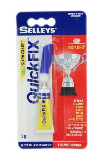 SELLEYS Gel Supa Glue 3g QuickFix Stick Ceramic,China,Metal,Wood,Plastic QFG 3G - Double Bay Hardware
