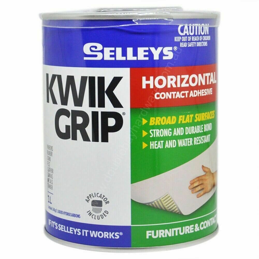 SELLEYS KWIKGRIP Contact Adhesive Horizontal Heat Resistant,Solvent-based 1L - Double Bay Hardware