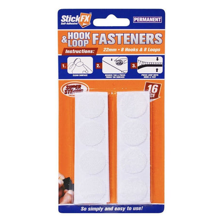 StickFX Hook and Loop Fasteners 22mm White Dot 16Pcs HAR - 207