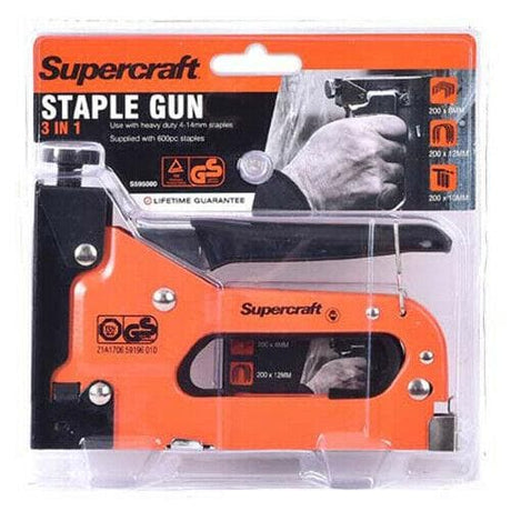 Supercraft 3IN1 Staple Gun Use 4 - 14mm Staples 600pcs Staples Included S595000