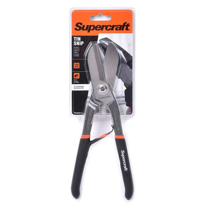 SUPERCRAFT Tin Snip 250mm (10") Cutting Sheet Metal and Fine Steel Wire TPG0250 - Double Bay Hardware