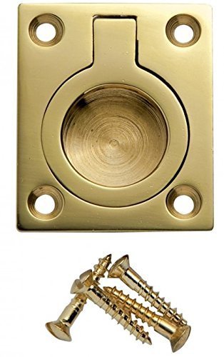 Superior Brass Flush Ring Pull Handle 50x40mm Polished Brass 4450 - Double Bay Hardware