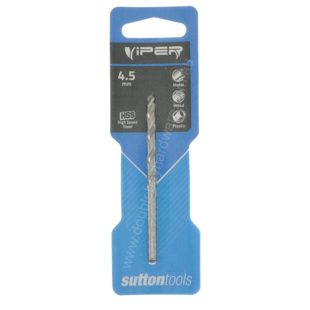 suttontools Metric HSS Viper Drill Bits For Metal, Wood, Plastic 4.5mm - Double Bay Hardware