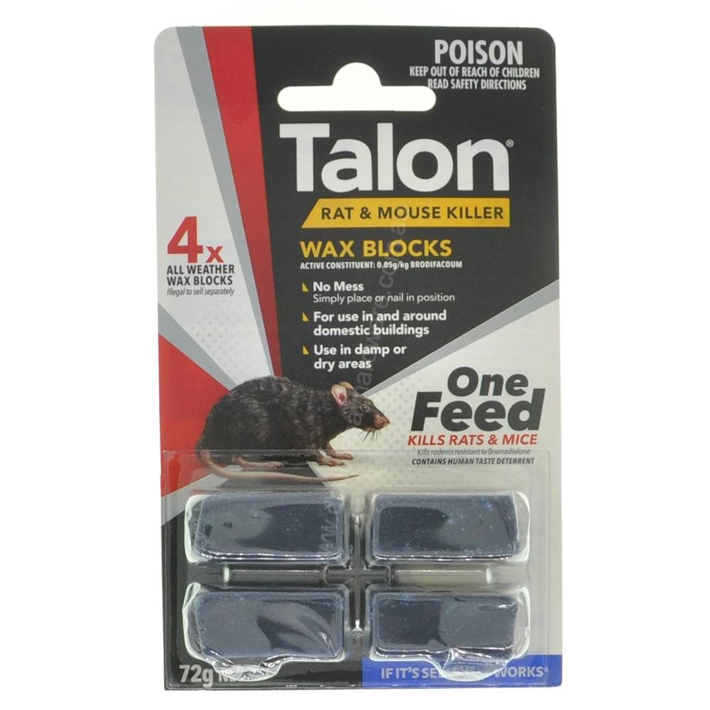 Talon Rat & Mouse Killer All Weather WAX BLOCKS 72g 56098 - Double Bay Hardware