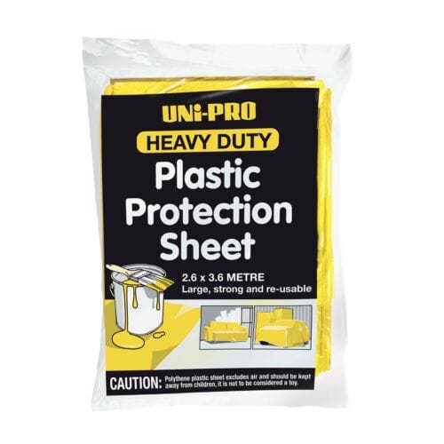 UNI-PRO Heavy Duty Plastic Protection Sheet Drop Sheet 2.6x3.6M FF2025 - Double Bay Hardware