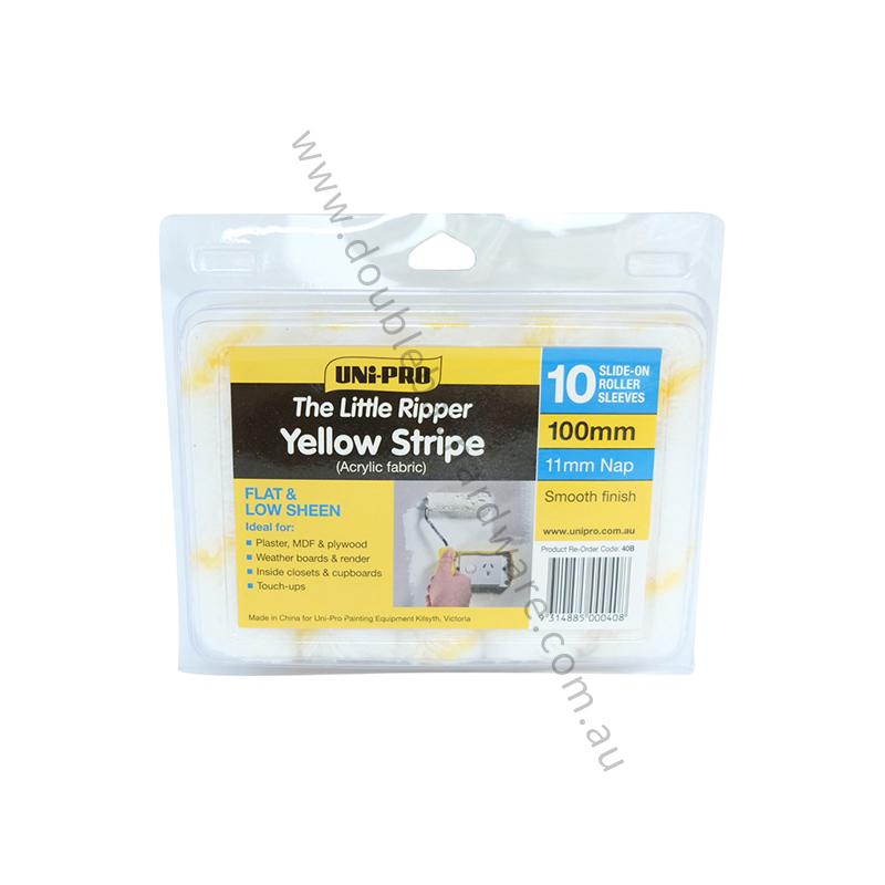 UNI-PRO The Little Ripper Yellow Stripe Acrylic Fabric Roller 100mm 40B - Double Bay Hardware