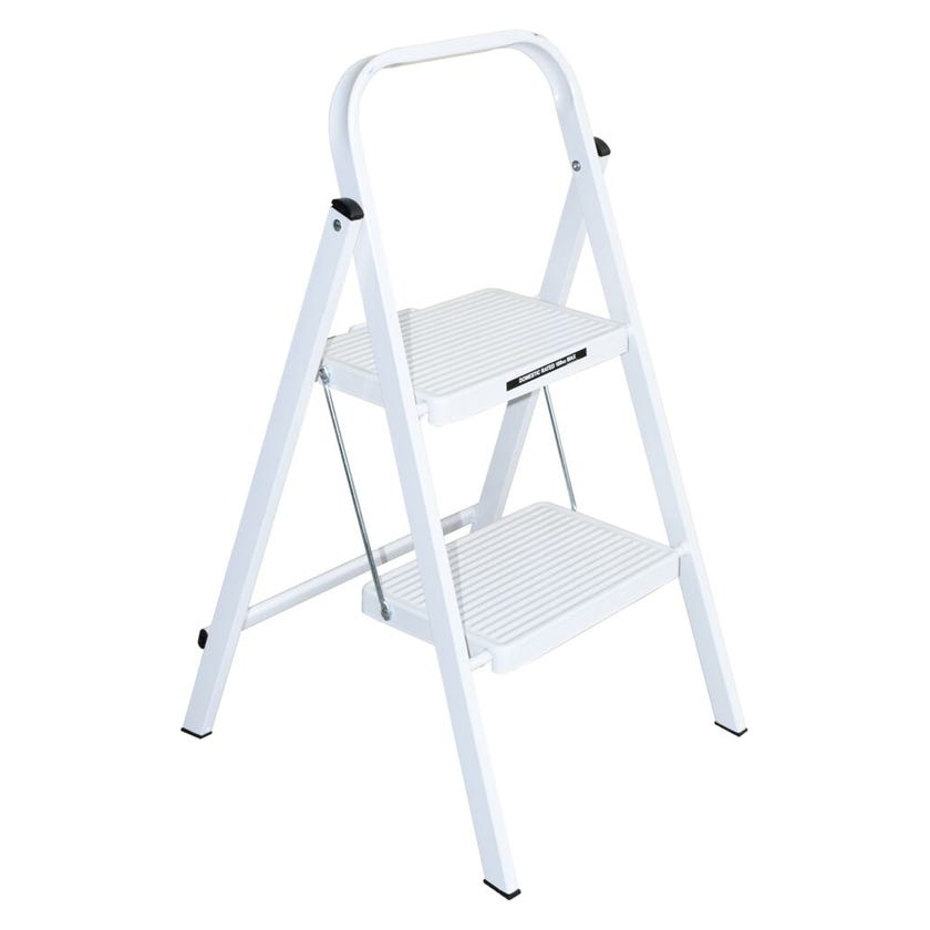 WERNER 2 Step Steel Ladder White 100kg Domestic S122W-4AZ - Double Bay Hardware