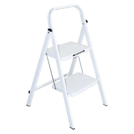 WERNER 2 Step Steel Ladder White 100kg Domestic S122W-4AZ - Double Bay Hardware