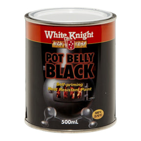 White Knight Pot Belly Black High Temp Heat Resistant Paint 500ml 395051/500ML