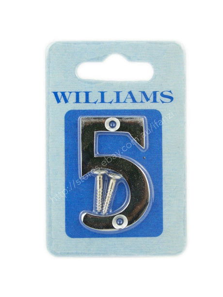 Williams Screw On Sign Number 5 52x40x3mm 10205c