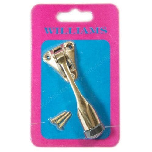WILLIAMS Solid Brass Door Stopper Polished Brass 105mm - Double Bay Hardware