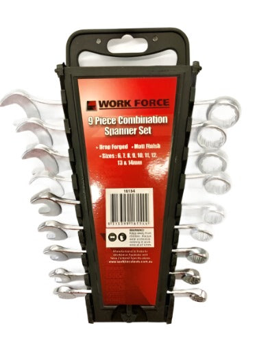 Work Force 9 Piece Combination Spanner Set 16154 - Double Bay Hardware