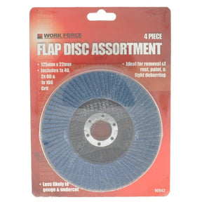 WORK FORCE Flap Disc Assortment 125mm 4Pcs 90942